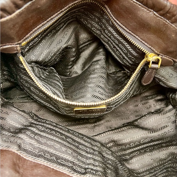 Prada Dark Brown Leather Nappa Gaufre Tote Handbag - Picture 11 of 12